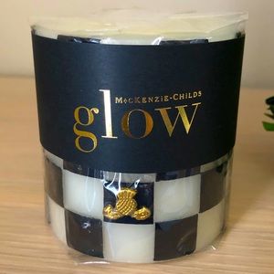 NWT. Mackenzie Childs Courtly Check 3” Pillar Candle